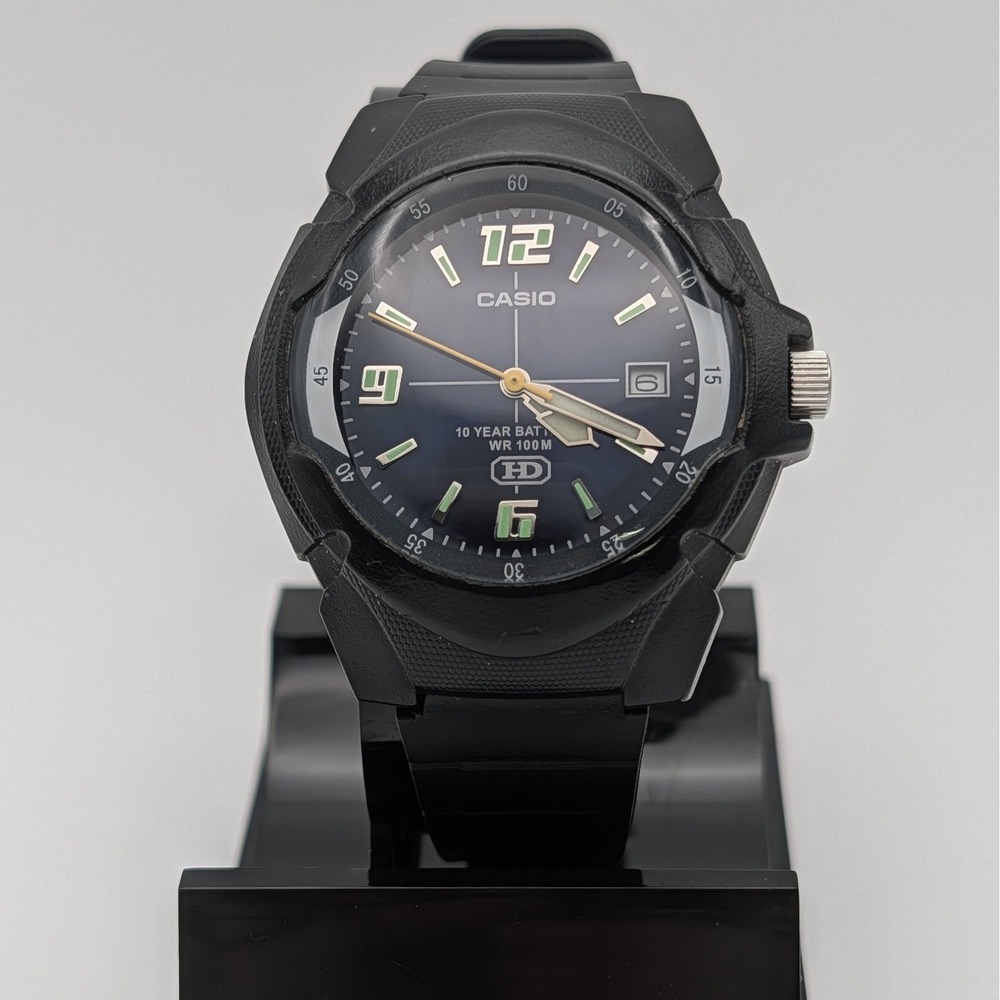 Casio MW-600 Blue Dial 100M WR 10 Year‎ Battery Analog Watch Date Lume